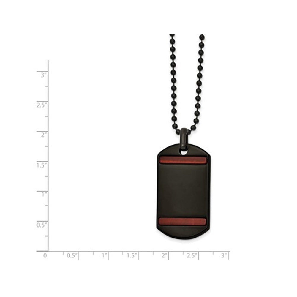 Mens Black Stainless Steel Dogtag Pendant Necklace with Tiger Eye and Chain (22 Inches) Image 2