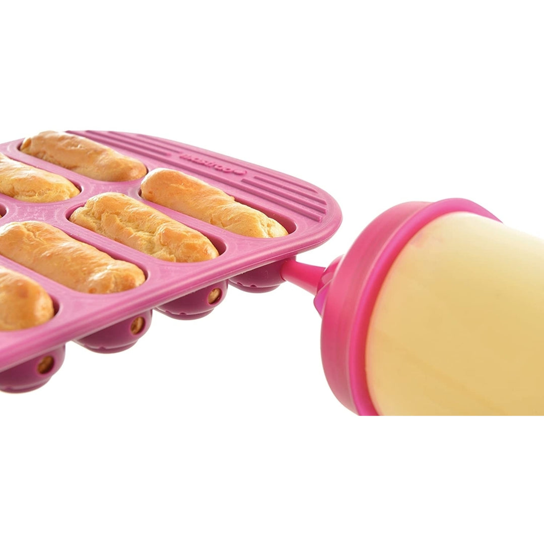 Mastrad Paris Mini Eclairs Kit - 16 Mini Eclair Mold1 Deco-Pocket with 3 Tips Image 4