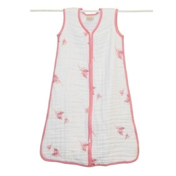 aden + anais Cozy Slumber Muslin Four Layer Sleeping Bag Ba Baby Cakes Pink and White Image 1