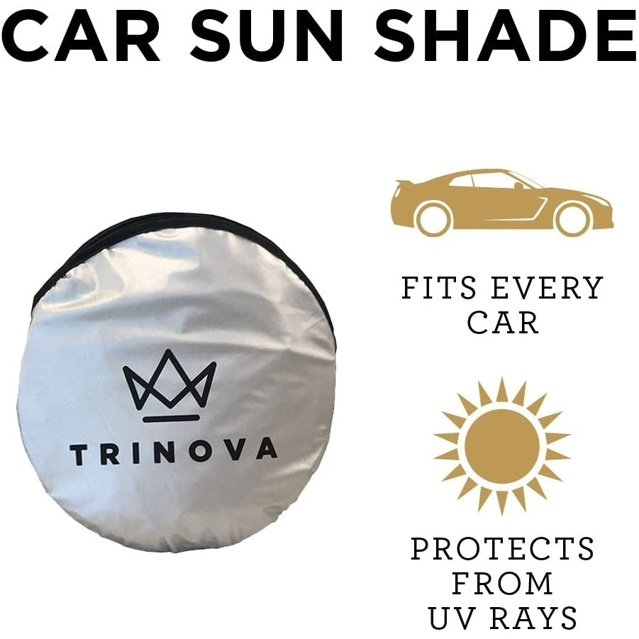 TriNova Car Sun Shade Windshield Sunshade Cover Maximum UV Protection Universal fit Easy Storage Image 2