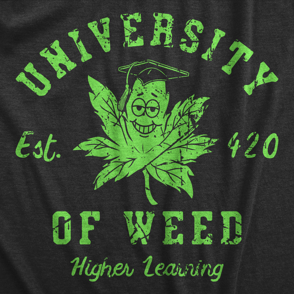 Womens University Of Weed T Shirt Funny 420 Weed Leaf College Tee For Ladies Image 2