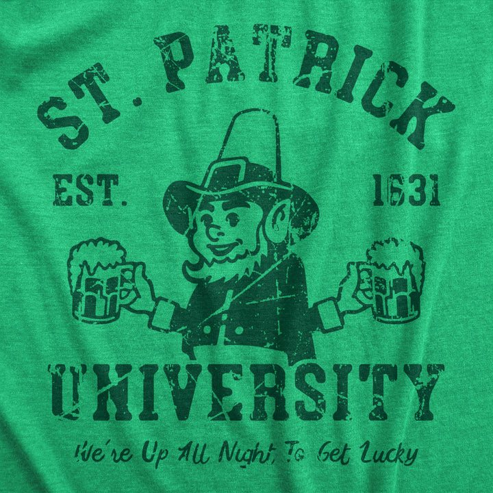 Mens St Patrick University T Shirt Funny Saint Paddys Day College Tee For Guys Image 2