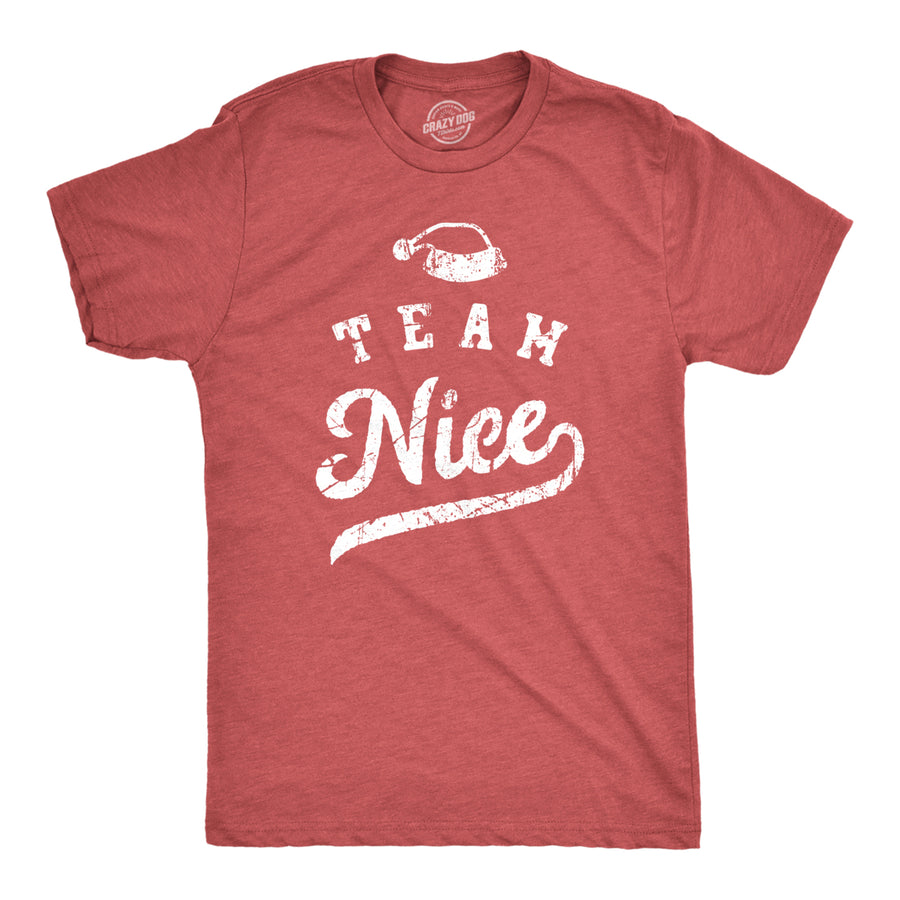 Mens Team Nice T Shirt Funny Xmas Party Santas List Tee For Guys Image 1