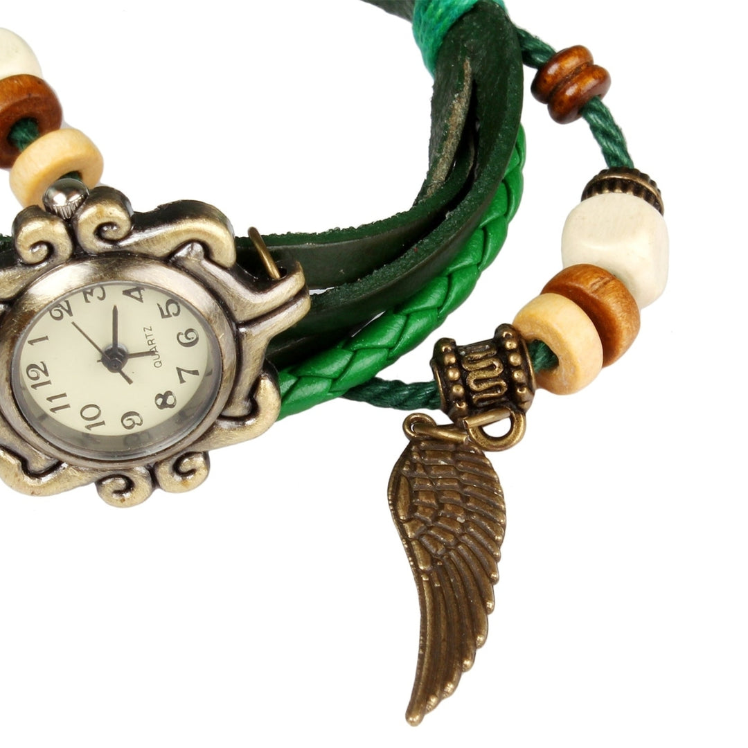 Beautiful Bohemian Style Retro Handmade Leather Angel Wing Womens Watches Image 3