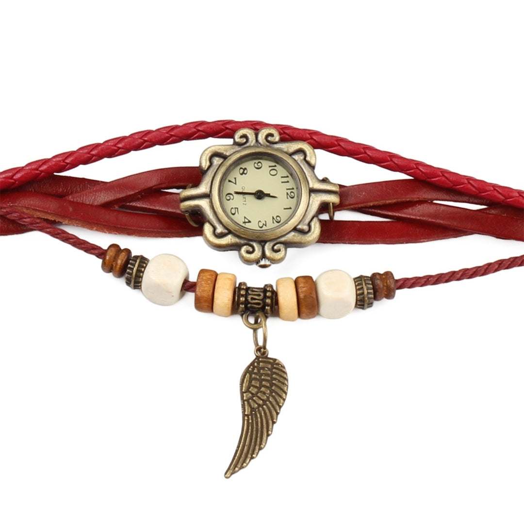 Beautiful Bohemian Style Retro Handmade Leather Angel Wing Womens Watches Image 11