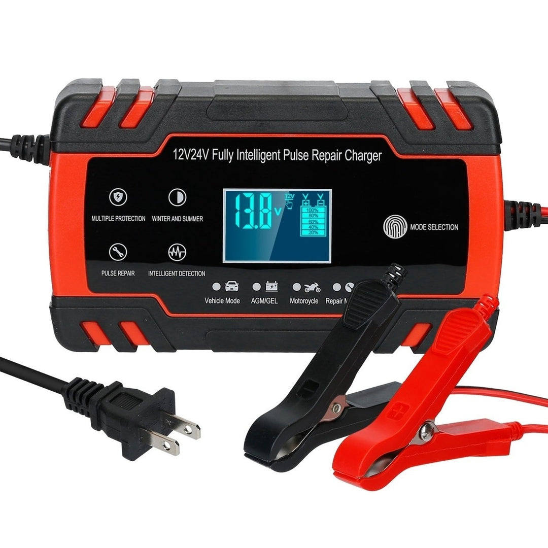 Car Battery Charger 12V 8A 24V 4A Smart Automatic Battery Charger with LCD Display Image 1