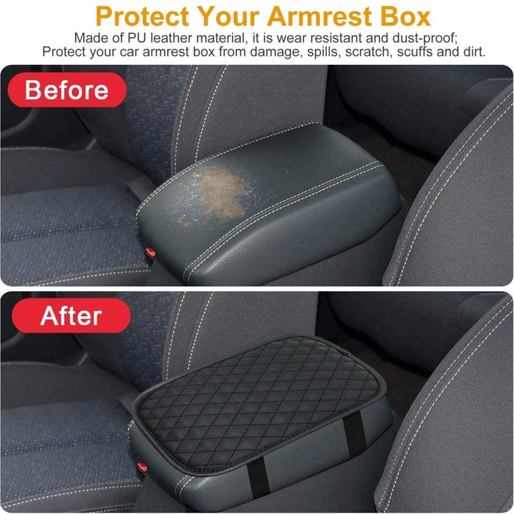 Car Armrest Pad Cover PU Leather Auto Center Console Seat Box Cover Protector Car Accessories Armrest Cushion Pad Image 3