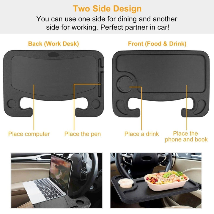 Car Steering Wheel Tray Eating Drink Laptop Auto Desk Potable Travel Tablet Mount Table Image 3