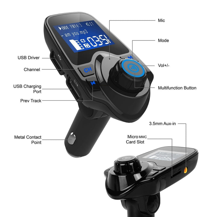 Car Wireless FM Transmitter MP3 Player Hand-Free Call USB Charger AUX Input Image 10