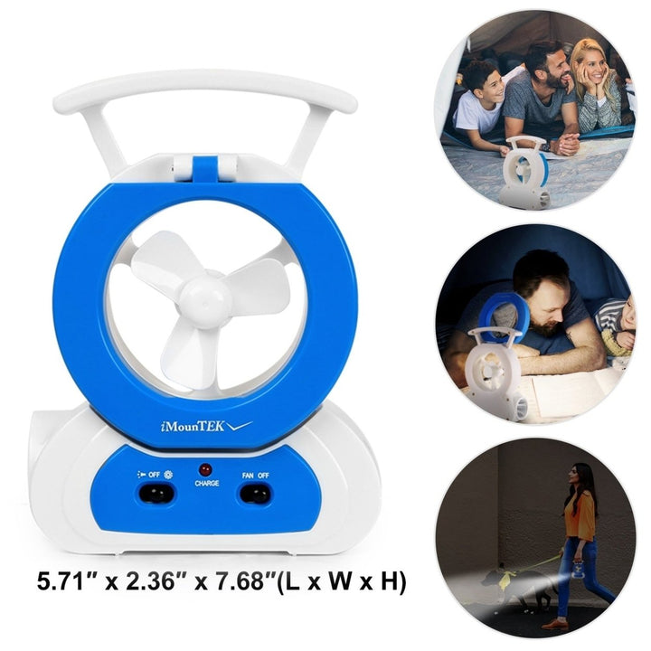 Desk Cooling Fan with 180 Adjustable LED Lamp Baby Stroller Fan Emergency Flashlight Torch Image 1