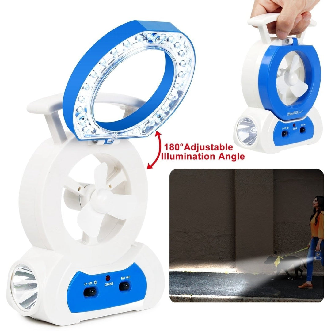 Desk Cooling Fan with 180 Adjustable LED Lamp Baby Stroller Fan Emergency Flashlight Torch Image 3