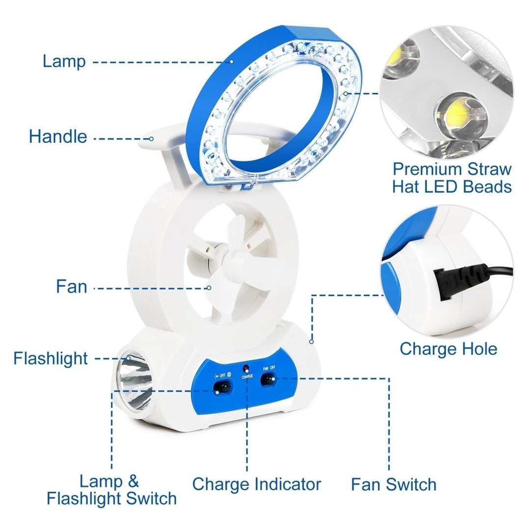 Desk Cooling Fan with 180 Adjustable LED Lamp Baby Stroller Fan Emergency Flashlight Torch Image 4