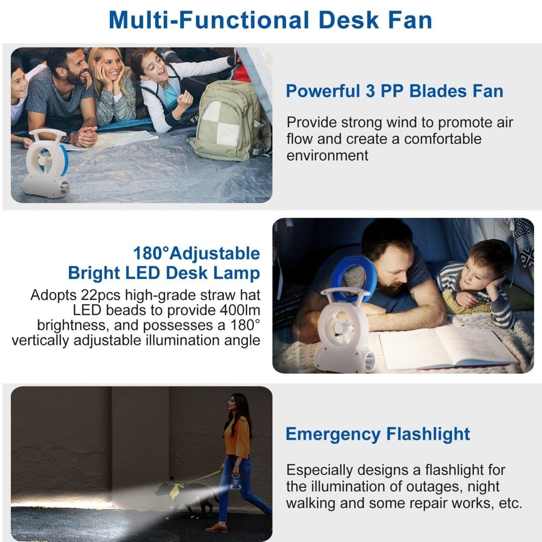 Desk Cooling Fan with 180 Adjustable LED Lamp Baby Stroller Fan Emergency Flashlight Torch Image 6