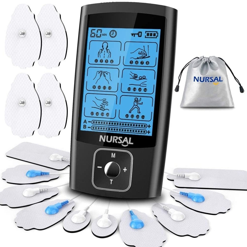 Dual Channel EMS TENS Unit 24 Modes Muscle Stimulator for Pain Relief and Muscle Strength,14 Pcs Electrode Pads Image 1