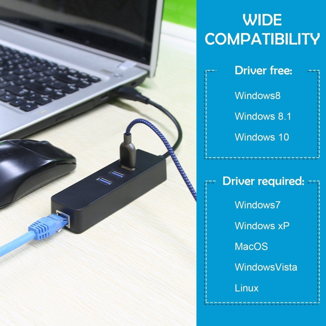 3 Ports USB 3.0 Hub Gigabit Ethernet Adapter 10 100 1000 Mbps Converter Wired USB Network Adapter Image 4