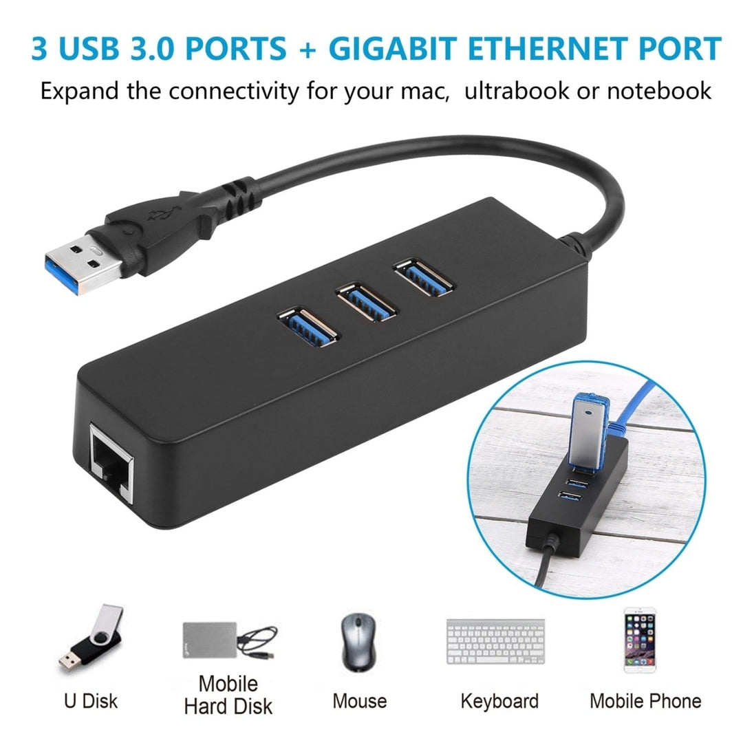 3 Ports USB 3.0 Hub Gigabit Ethernet Adapter 10 100 1000 Mbps Converter Wired USB Network Adapter Image 9