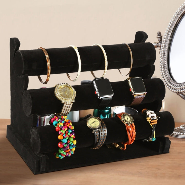 3-Tier Velvet Jewelry Stand Removable Bracelet Holder Watch Jewelry Bangle Display Rack Image 6