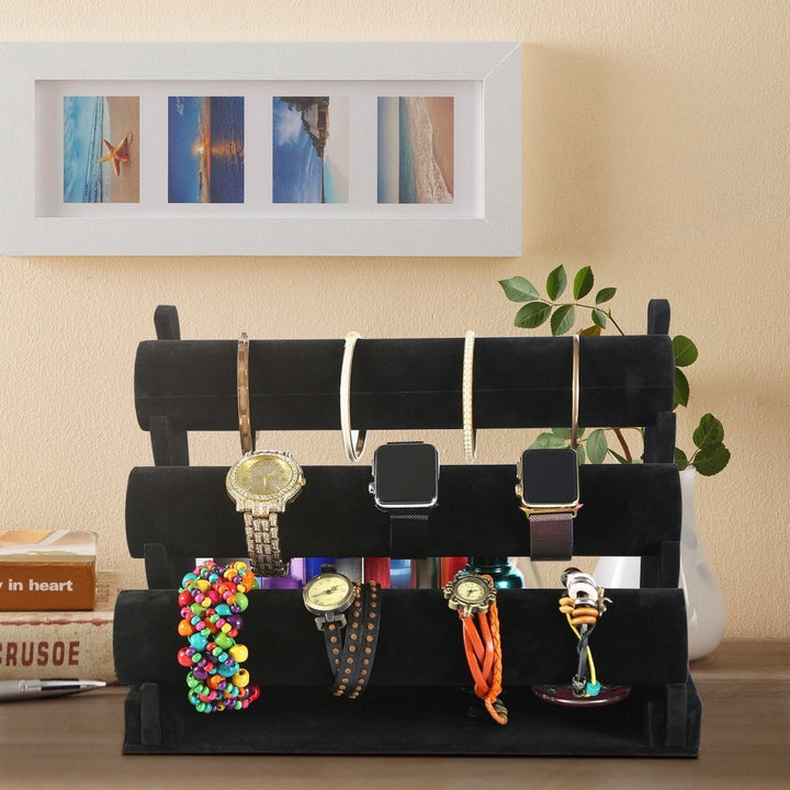 3-Tier Velvet Jewelry Stand Removable Bracelet Holder Watch Jewelry Bangle Display Rack Image 8