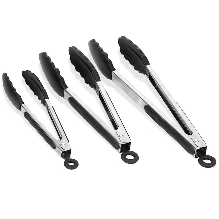 3Pcs Kitchen Tongs Stainless Steel Locking Food Tongs with Non-Stick BBQ Cooking Grilling Locking Food Tongs Image 8