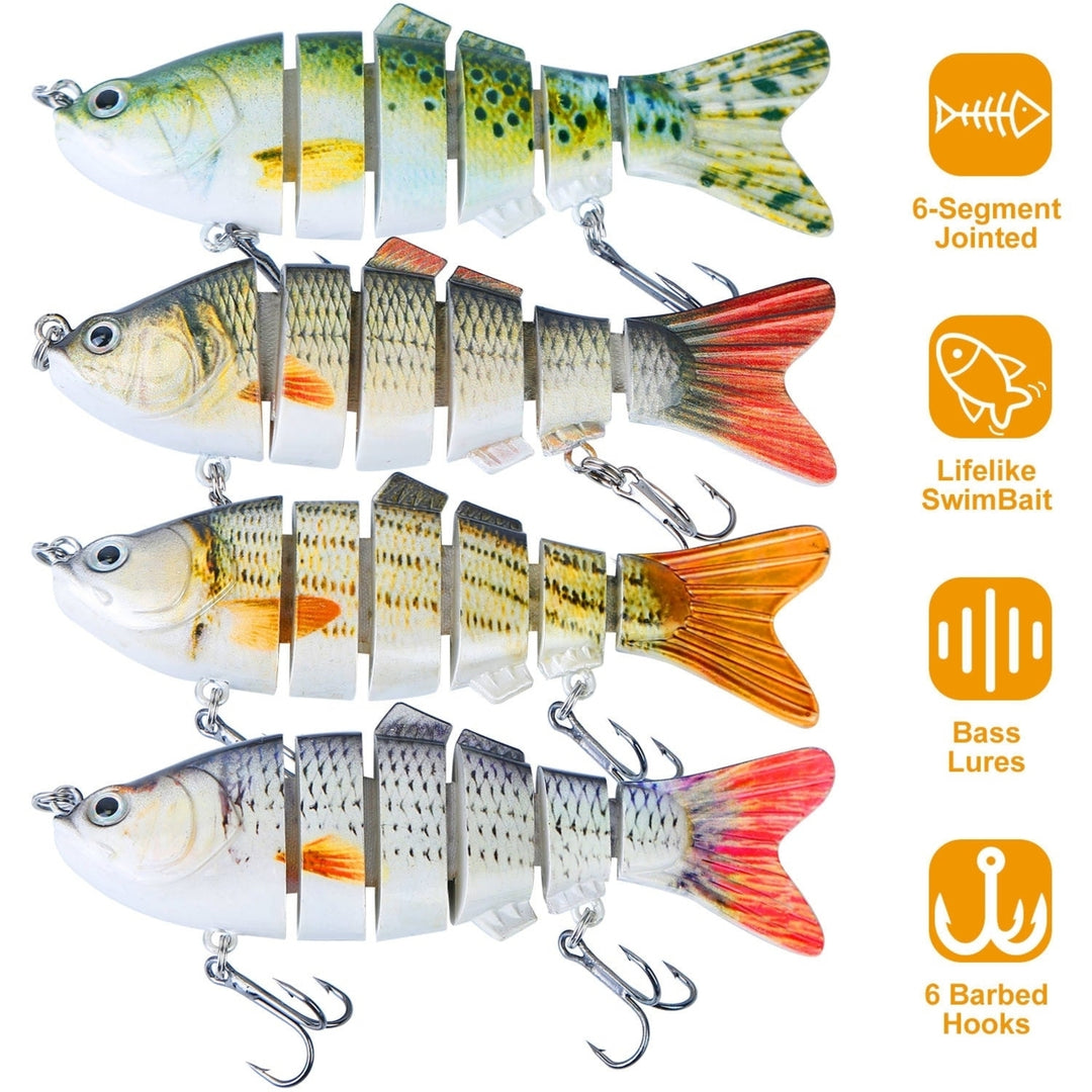 4Pcs 10cm 20g Bass Fishing Lure 6 Segment Multi Jointed Lifelike Fish Lures Sinking Wobbler Image 1