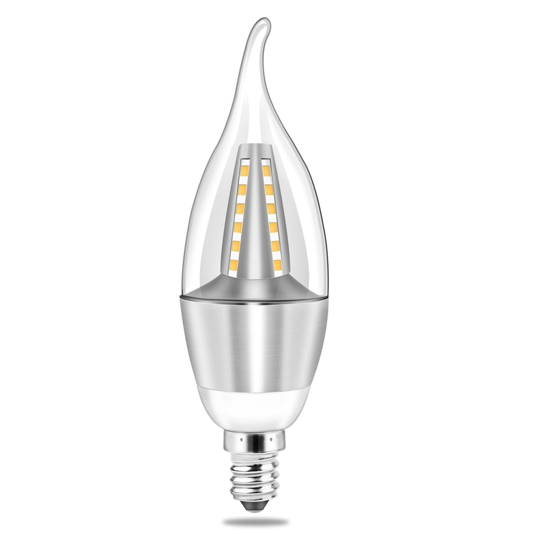 4pcs 5W E12 Candelabra Bulbs 600 LM 50W Equivalent Candle Flame Tip Light Bulb 3000K Warm White Non-Dimmable Lamp Image 1