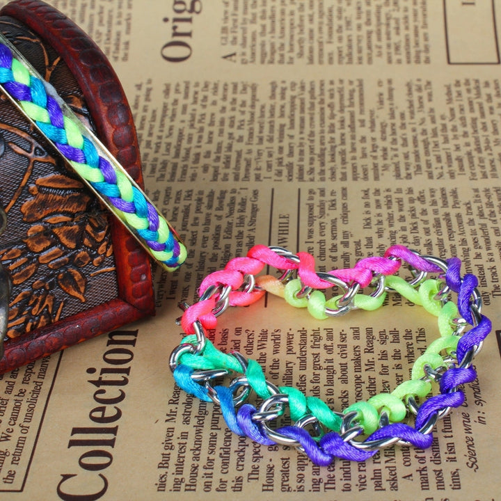 4Pcs Colorful Woven Burnished Gold Bracelets Set Image 6