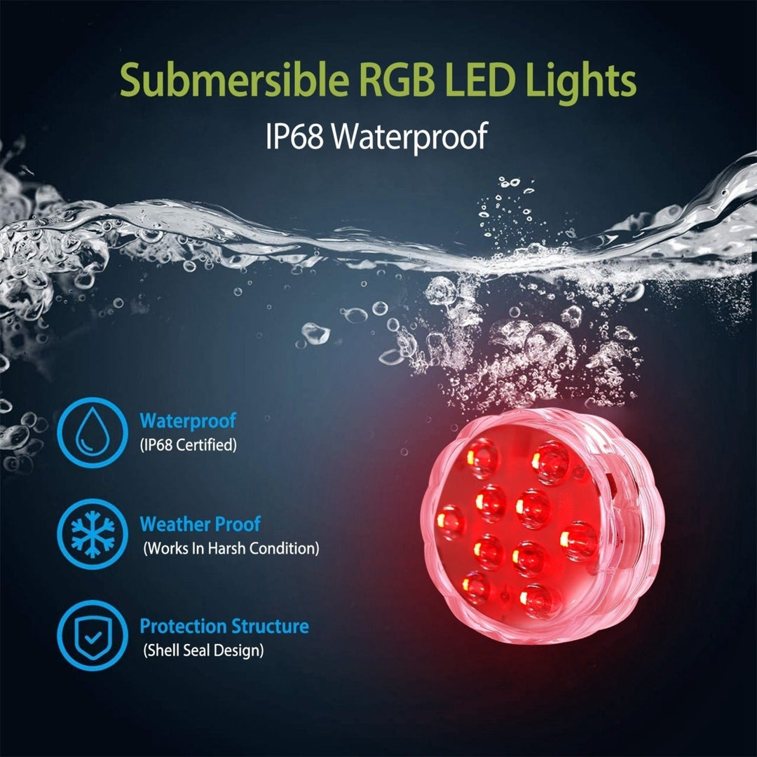 4Pcs Submersible RGB LED Lights IP68 Waterproof Underwater Color Changing Lamps Remote Control Image 6