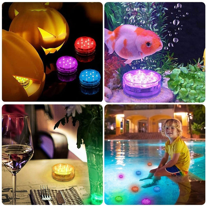 4Pcs Submersible RGB LED Lights IP68 Waterproof Underwater Color Changing Lamps Remote Control Image 7