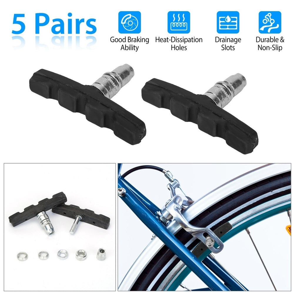 5 Pairs V Bike Brake Pads Road Mountain Bicycle V-Brake Blocks Set 70mm Non-Slip V Bicycle Stop Caliper Image 2