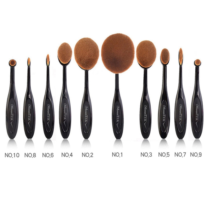 10-PCS Oval-Shaped Makeup Brush Set Image 3