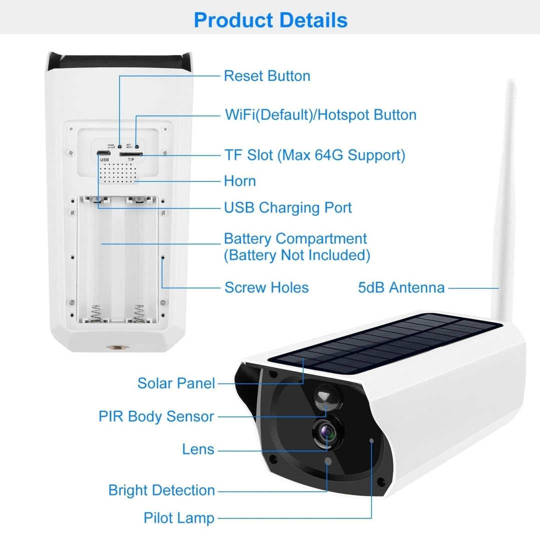 1080P Solar Powered WiFi IP Camera Two-Way Intercom Security Surveillance Camera Image 8