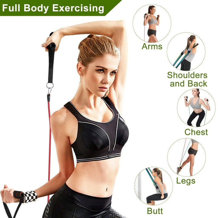 11Pcs Resistance Bands Set Fitness Workout Tubes Exercise Tube Bands Up to 100lbs Image 4