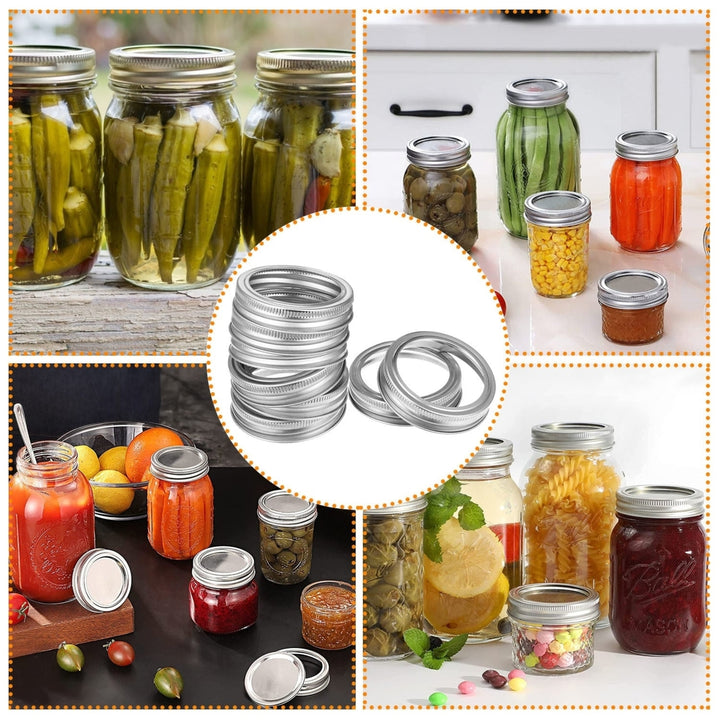 24 Pcs Regular Mouth Canning Jar Metal Split-Type Jar Bands Replacement Image 4