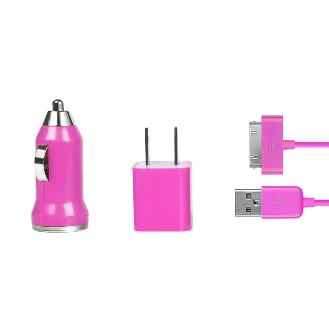 32pin USB Car Charger USB Wall Charger USB Cable Compatible with iPhone4 4S Image 1