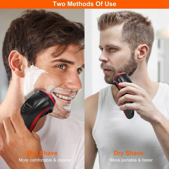 Electric Shaver Razor IPX7 Waterproof Beard Trimmer 3D Rechargeable Painless Rotary Shaver with Pop up Trimmer 2 in 1 Image 3