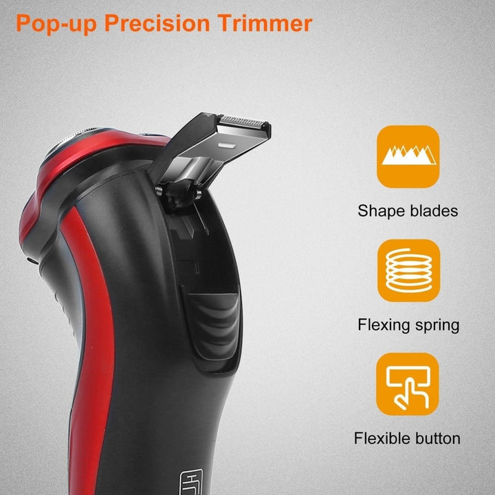 Electric Shaver Razor IPX7 Waterproof Beard Trimmer 3D Rechargeable Painless Rotary Shaver with Pop up Trimmer 2 in 1 Image 4