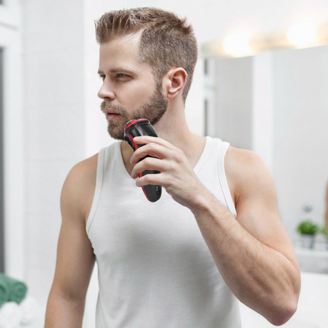 Electric Shaver Razor IPX7 Waterproof Beard Trimmer 3D Rechargeable Painless Rotary Shaver with Pop up Trimmer 2 in 1 Image 9