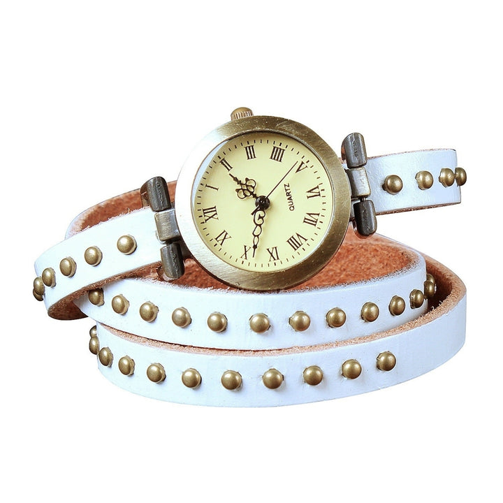 Fashionable Rivet Leather Belt Retro Watch Hand Chain Image 1