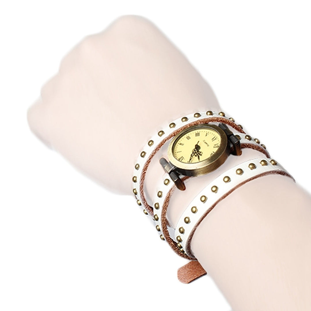 Fashionable Rivet Leather Belt Retro Watch Hand Chain Image 4