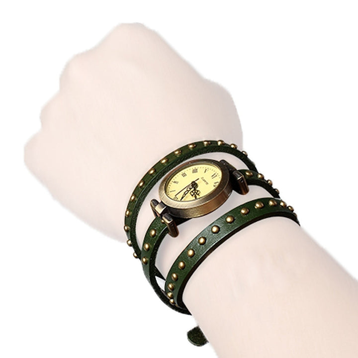Fashionable Rivet Leather Belt Retro Watch Hand Chain Image 8