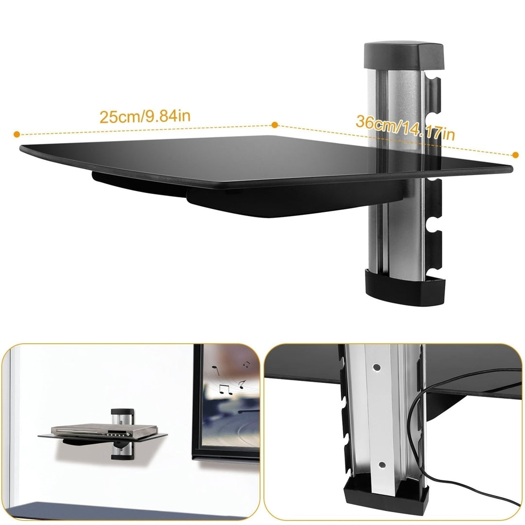 Floating Wall Mounted Strengthened Tempered Glass Shelf for DVD Cable Boxes Image 3
