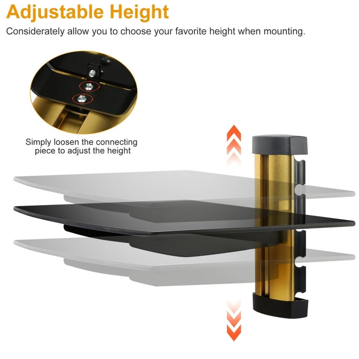 Floating Wall Mounted Strengthened Tempered Glass Shelf for DVD Cable Boxes Image 4