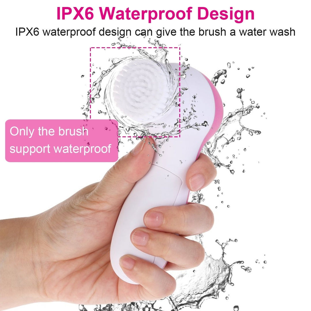 Facial Cleansing Brush Waterproof Face Spin Cleaning Brush with 5 Brush Heads Deep Cleansing Body Facial Brush Image 6