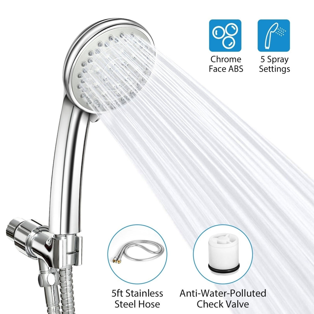 Handheld Shower Head Stainless High Pressure 5 Spray Settings Massage Spa Showerhead Chrome Face Image 2