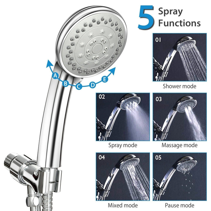 Handheld Shower Head Stainless High Pressure 5 Spray Settings Massage Spa Showerhead Chrome Face Image 4