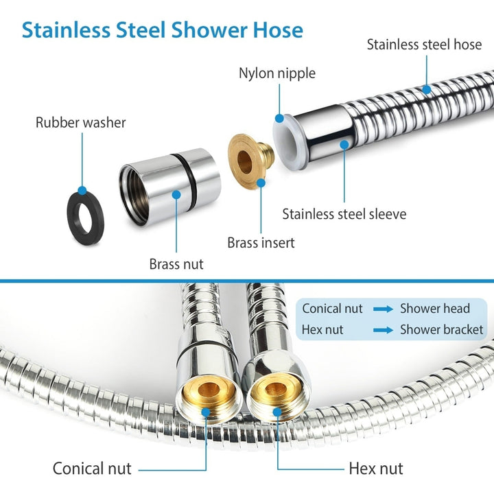 Handheld Shower Head Stainless High Pressure 5 Spray Settings Massage Spa Showerhead Chrome Face Image 7