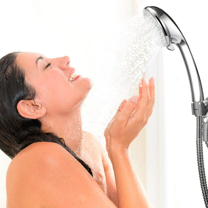 Handheld Shower Head Stainless High Pressure 5 Spray Settings Massage Spa Showerhead Chrome Face Image 9