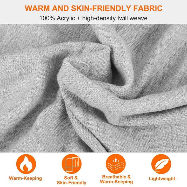 Mens Womens Oversize Cashmere Wool Shawl Wraps Blanket Winter Solid Scarf Soft Pashmina 79" X 28" Image 2