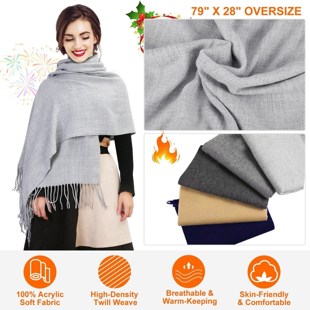 Mens Womens Oversize Cashmere Wool Shawl Wraps Blanket Winter Solid Scarf Soft Pashmina 79" X 28" Image 6