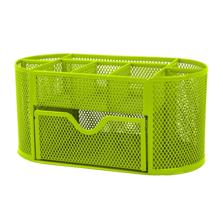 Metal Mesh Pencil Holders Desk Organizer with 9 Compartment Pen Holder Storage Image 4